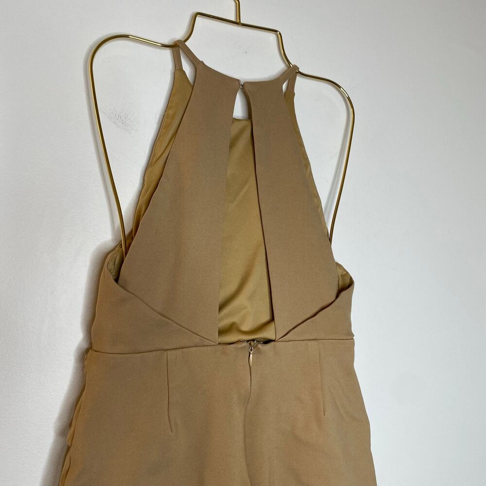 LAVISH ALICE Tan Wrap Front Plunge Back Mini Dress Size US 6 - Picture 11 of 13